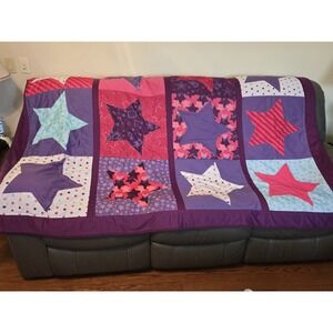 Circo Vintage Patchwork Star Pattern Quilt & Sham Hand Stitched Look Twin Size